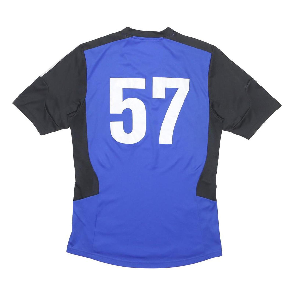 ADIDAS Mens Blue & Black Graphic T-Shirt S Short Sleeve V-Neck Sports Football