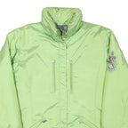 Womens Green Lightweight Polyester Blend Jacket L Embroidered Detail Zip Closure