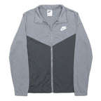 NIKE Boys Grey & Black Zip Up Jacket L Polyester Blend Sports Casual