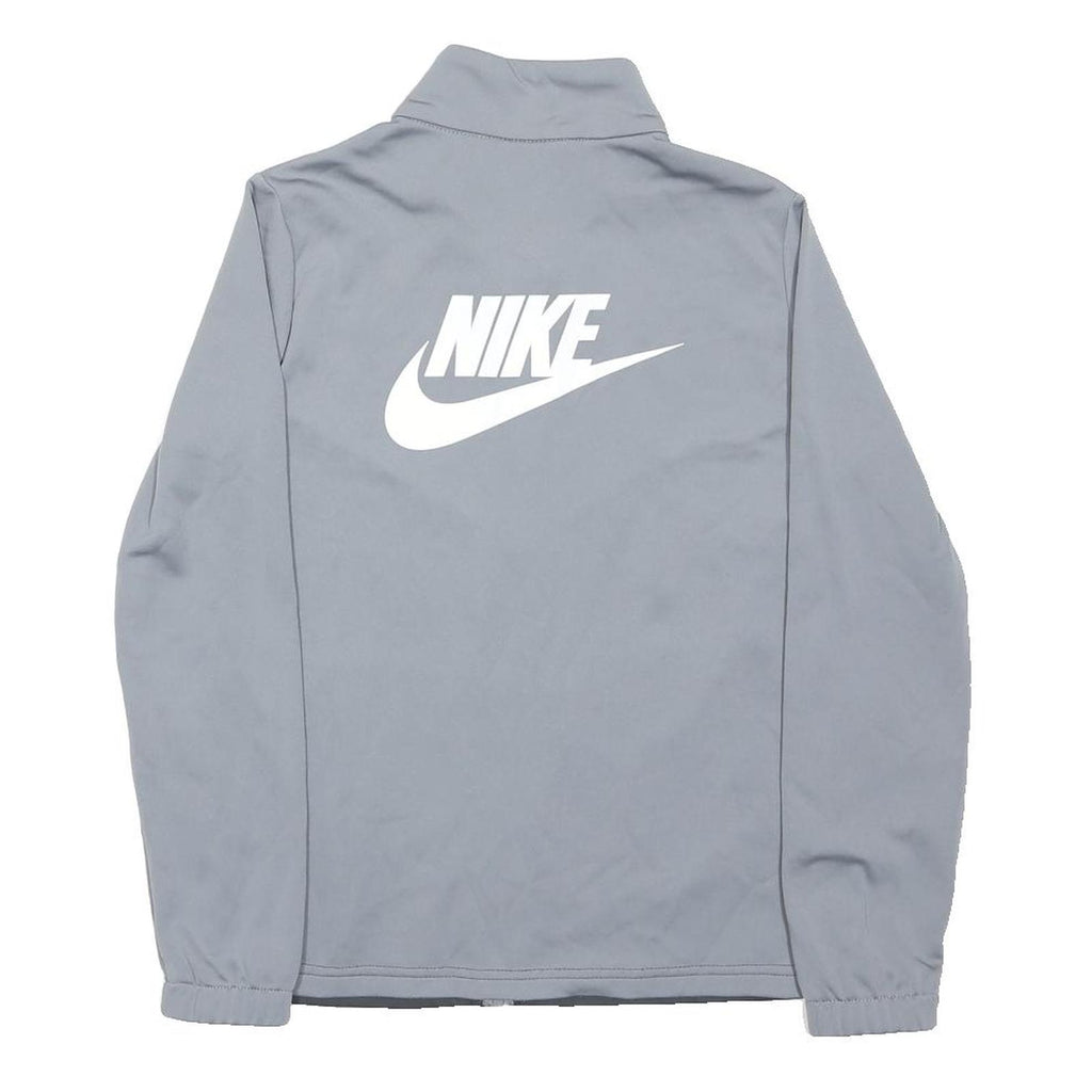 NIKE Boys Grey & Black Zip Up Jacket L Polyester Blend Sports Casual
