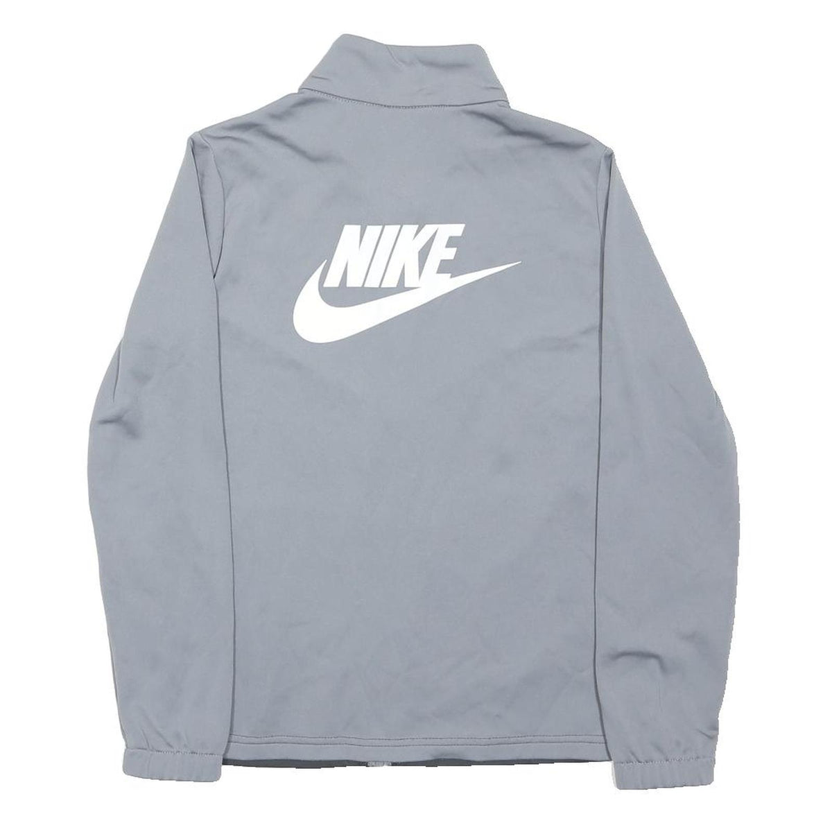 NIKE Boys Grey & Black Zip Up Jacket L Polyester Blend Sports Casual