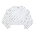 NIKE Womens White Crew Neck M Cotton Blend Sweatshirt Logo Print