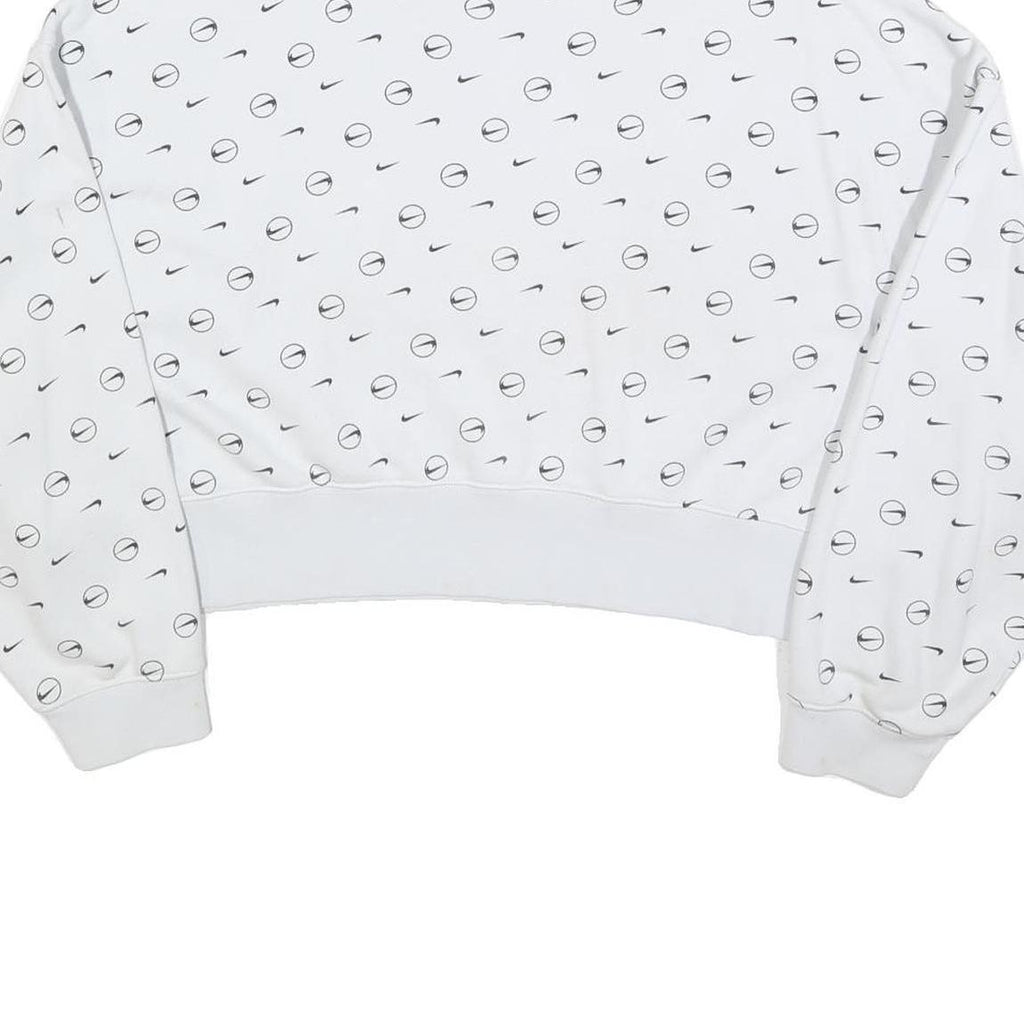 NIKE Womens White Crew Neck M Cotton Blend Sweatshirt Logo Print