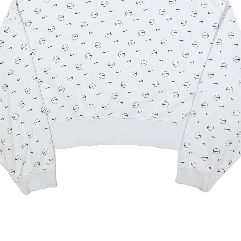NIKE Womens White Crew Neck M Cotton Blend Sweatshirt Logo Print