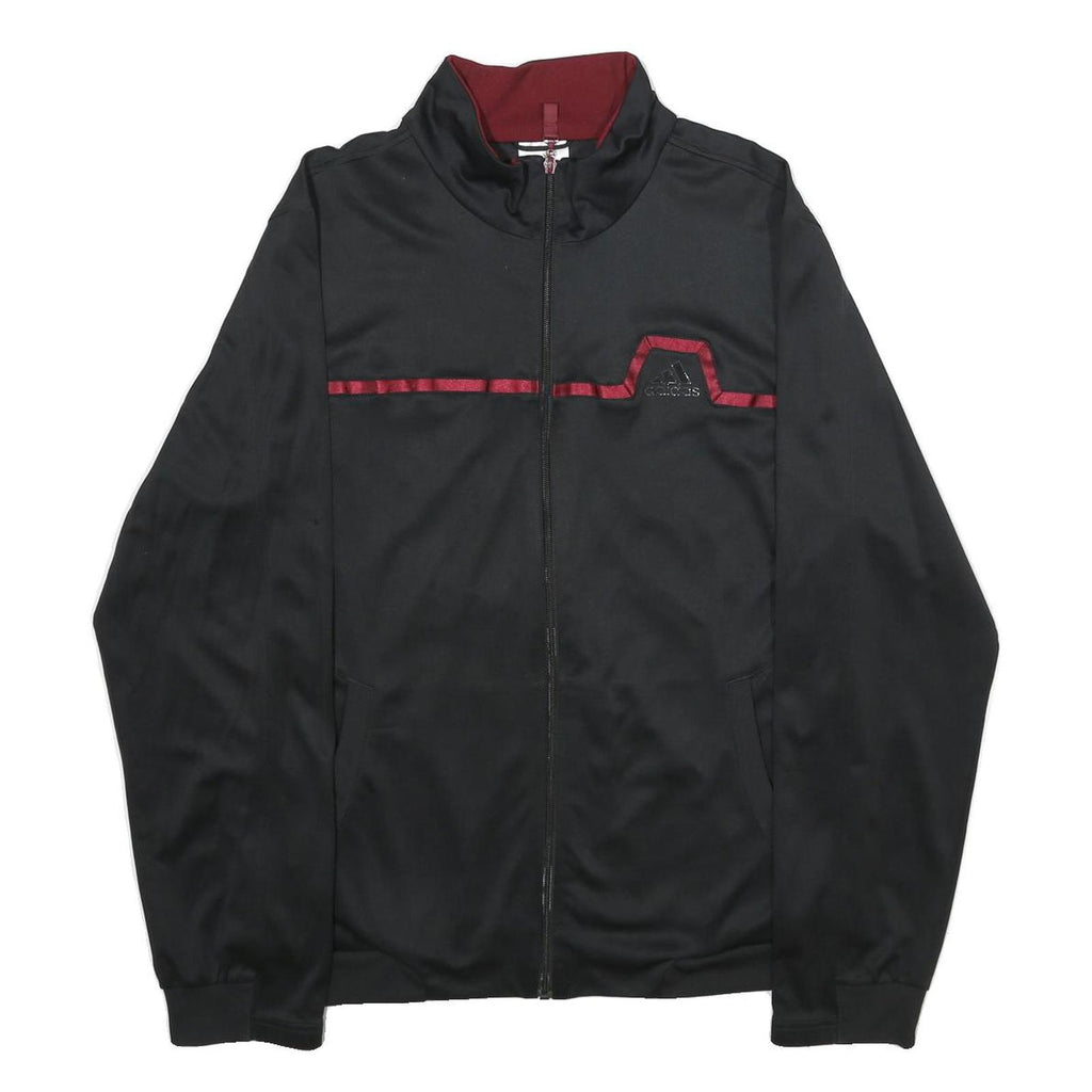 ADIDAS Mens Black & Burgundy Track Jacket M Polyester Zip Sportswear