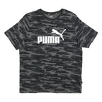 PUMA Mens Black & Grey Camouflage Casual T-Shirt L Short Sleeve Crew Neck Logo