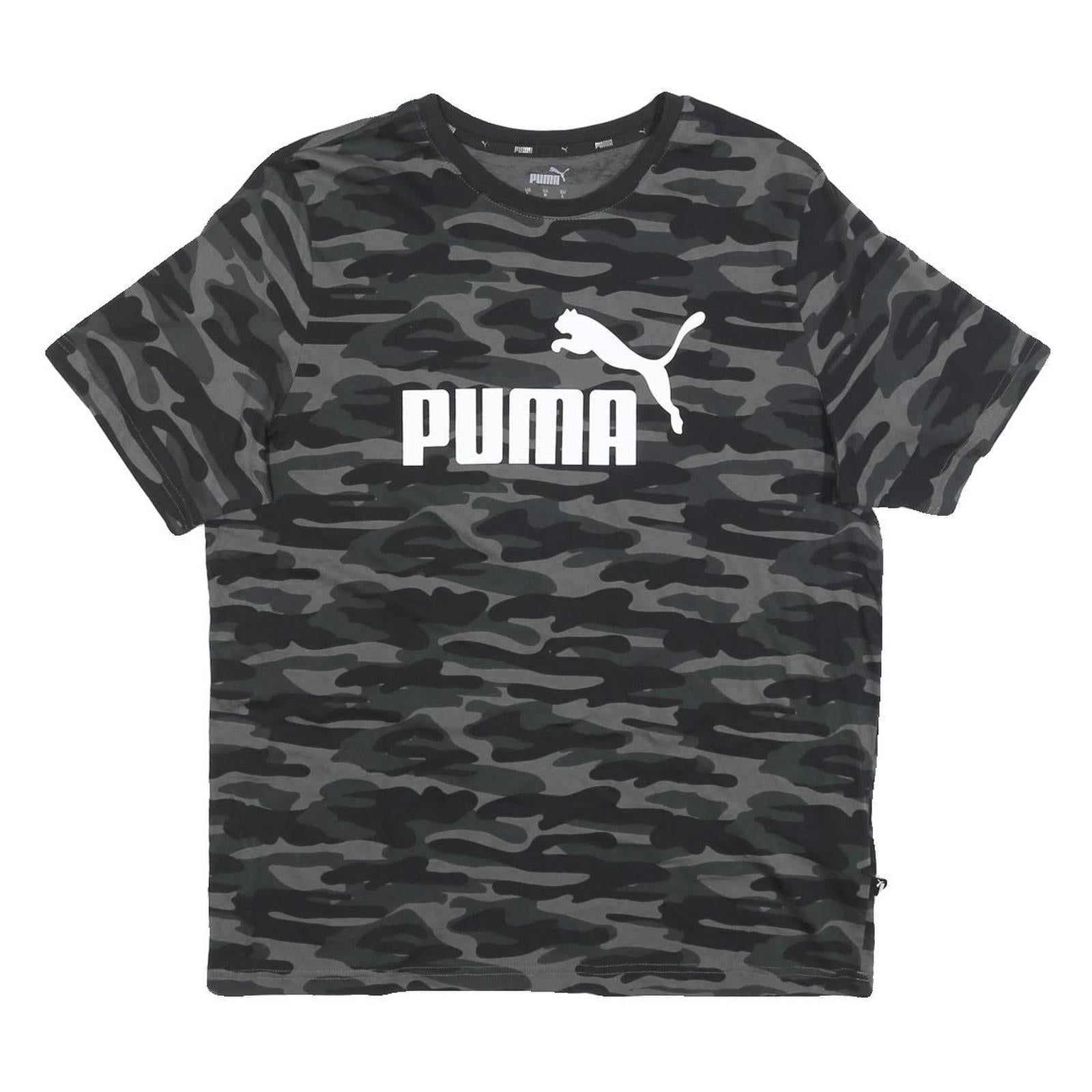 PUMA Mens Black & Grey Camouflage Casual T-Shirt L Short Sleeve Crew Neck Logo