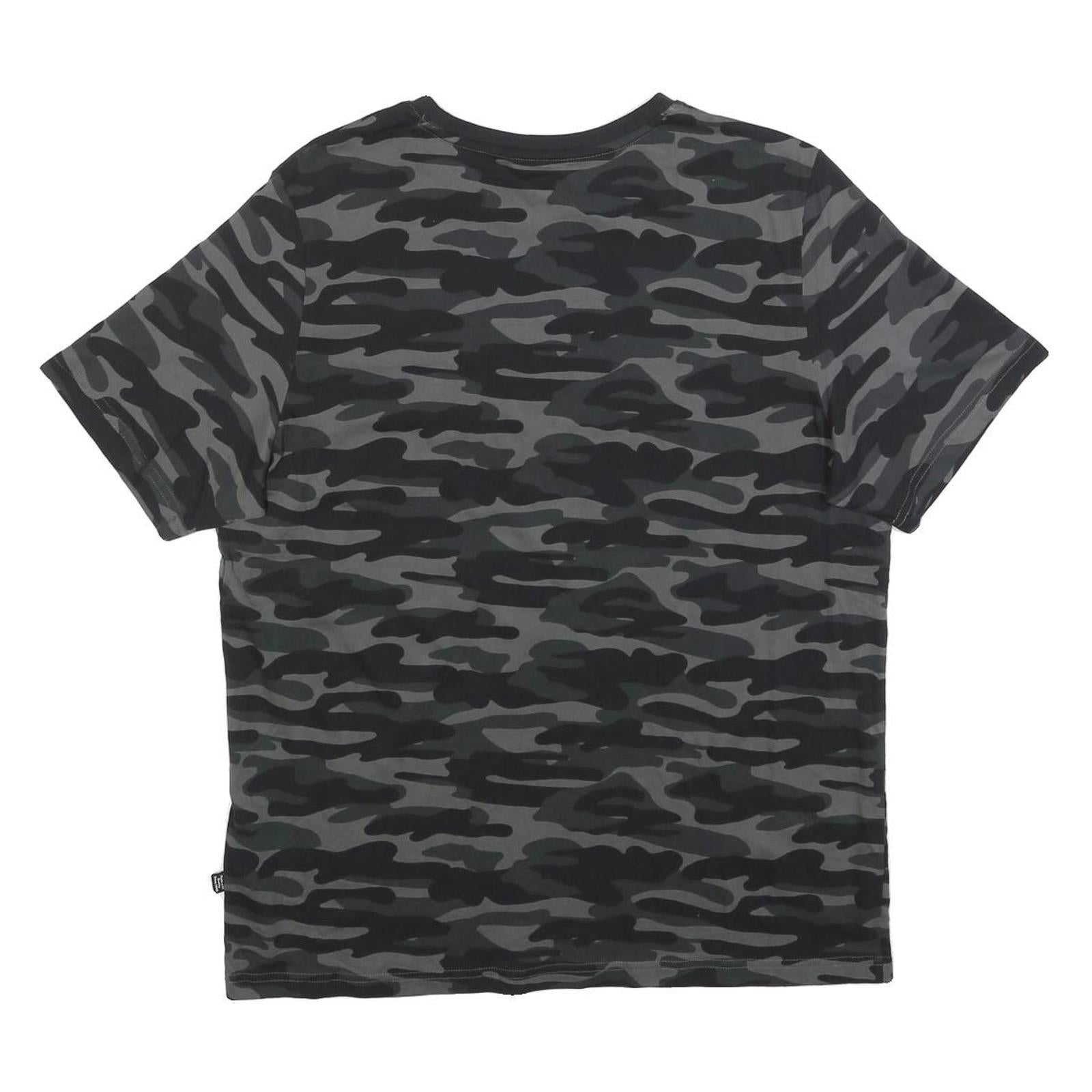 PUMA Mens Black & Grey Camouflage Casual T-Shirt L Short Sleeve Crew Neck Logo