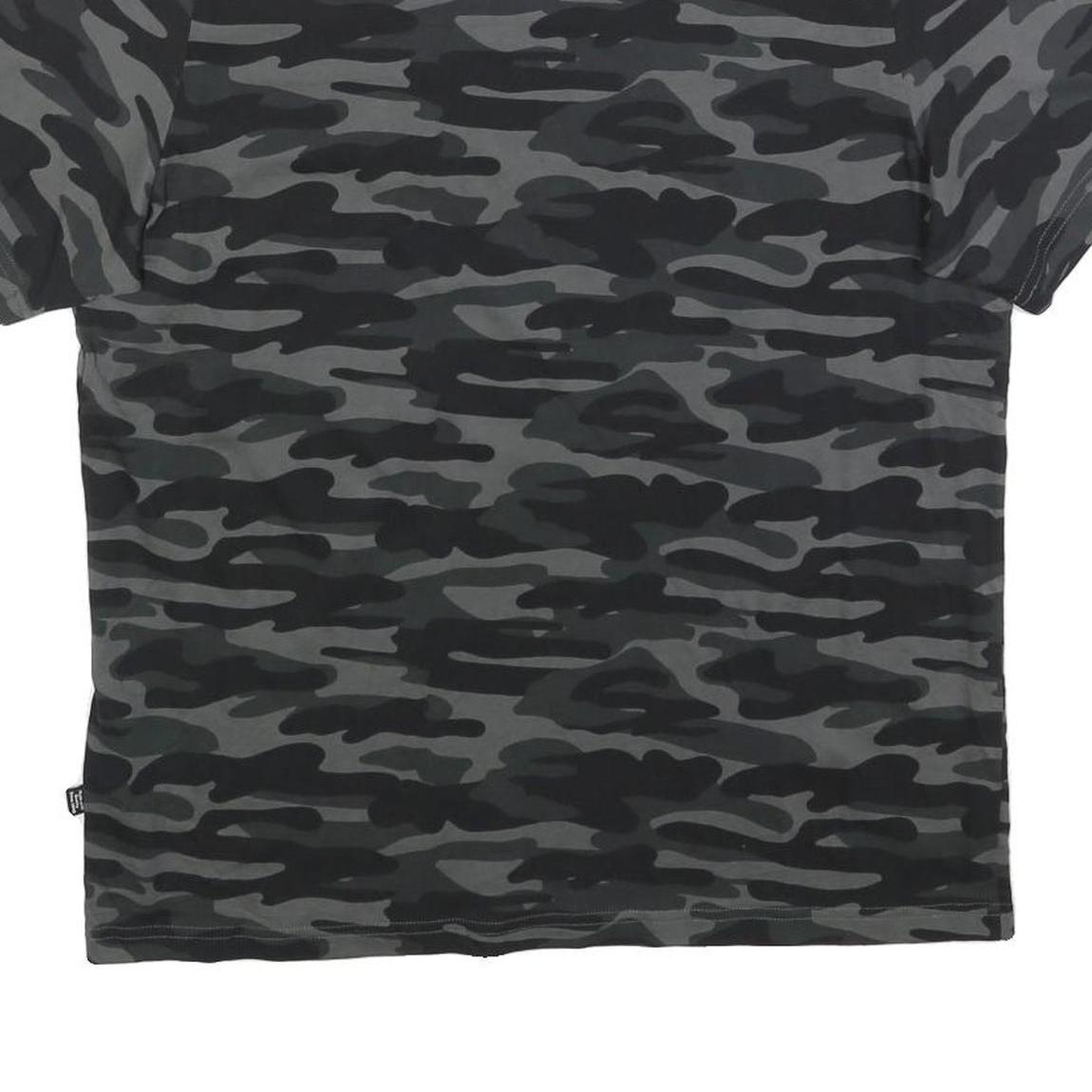 PUMA Mens Black & Grey Camouflage Casual T-Shirt L Short Sleeve Crew Neck Logo