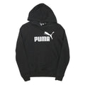 PUMA Womens Black Hoodie S Cotton Blend Pullover Logo Sweatshirt