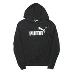 PUMA Womens Black Hoodie S Cotton Blend Pullover Logo Sweatshirt