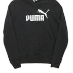 PUMA Womens Black Hoodie S Cotton Blend Pullover Logo Sweatshirt