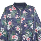 JACK WOLFSKIN Womens Blue Floral Bomber Jacket S Polyester Lightweight Zip