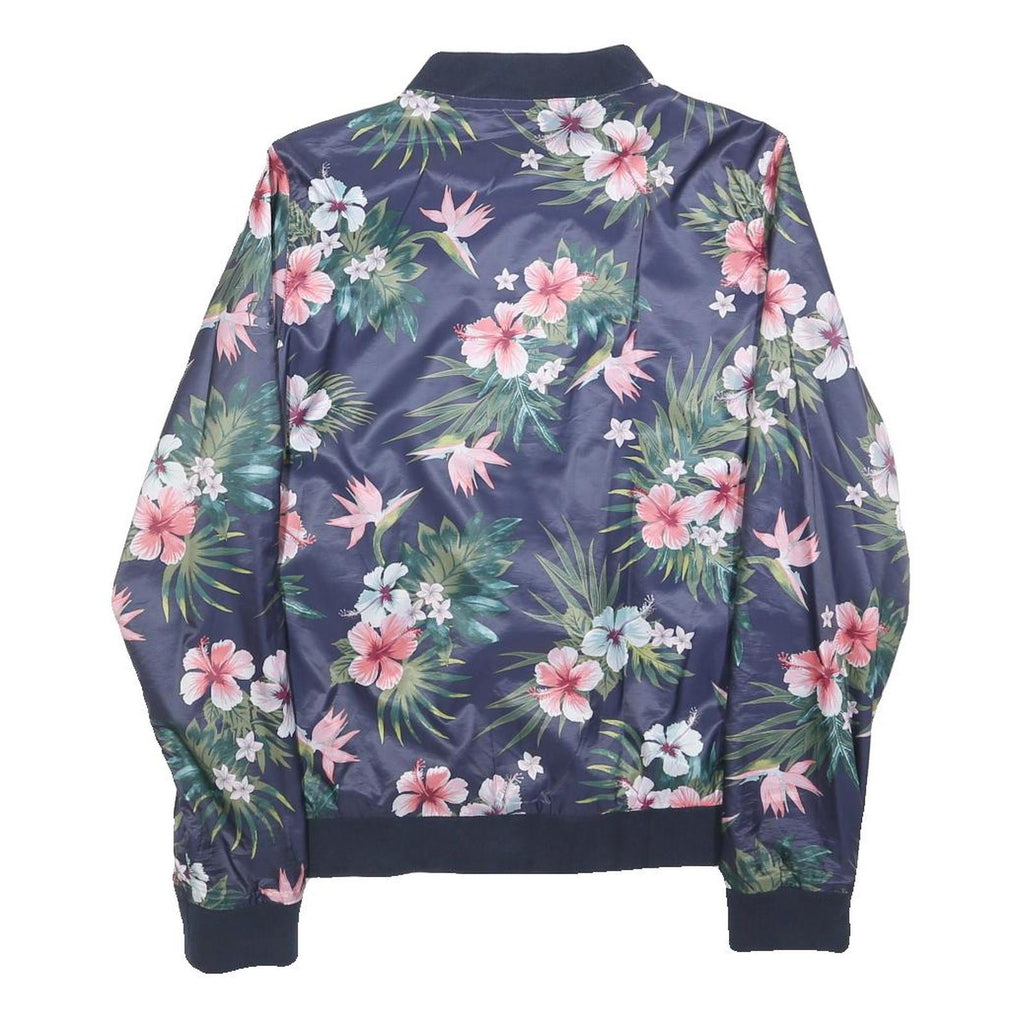 JACK WOLFSKIN Womens Blue Floral Bomber Jacket S Polyester Lightweight Zip