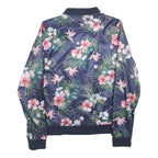 JACK WOLFSKIN Womens Blue Floral Bomber Jacket S Polyester Lightweight Zip