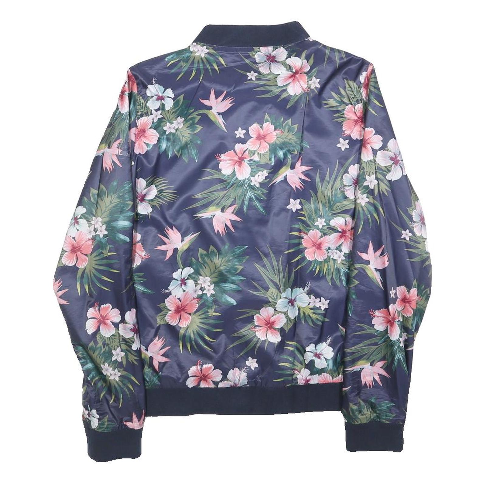 JACK WOLFSKIN Womens Blue Floral Bomber Jacket S Polyester Lightweight Zip