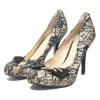 GUESS Womens Black Lace High Heel Court Shoes Synthetic UK 6.5 Elegant Chic