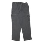 Mens Cotton Blend Relaxed Fit Cargo Trousers Black W30 L28 Casual Cargo Pockets