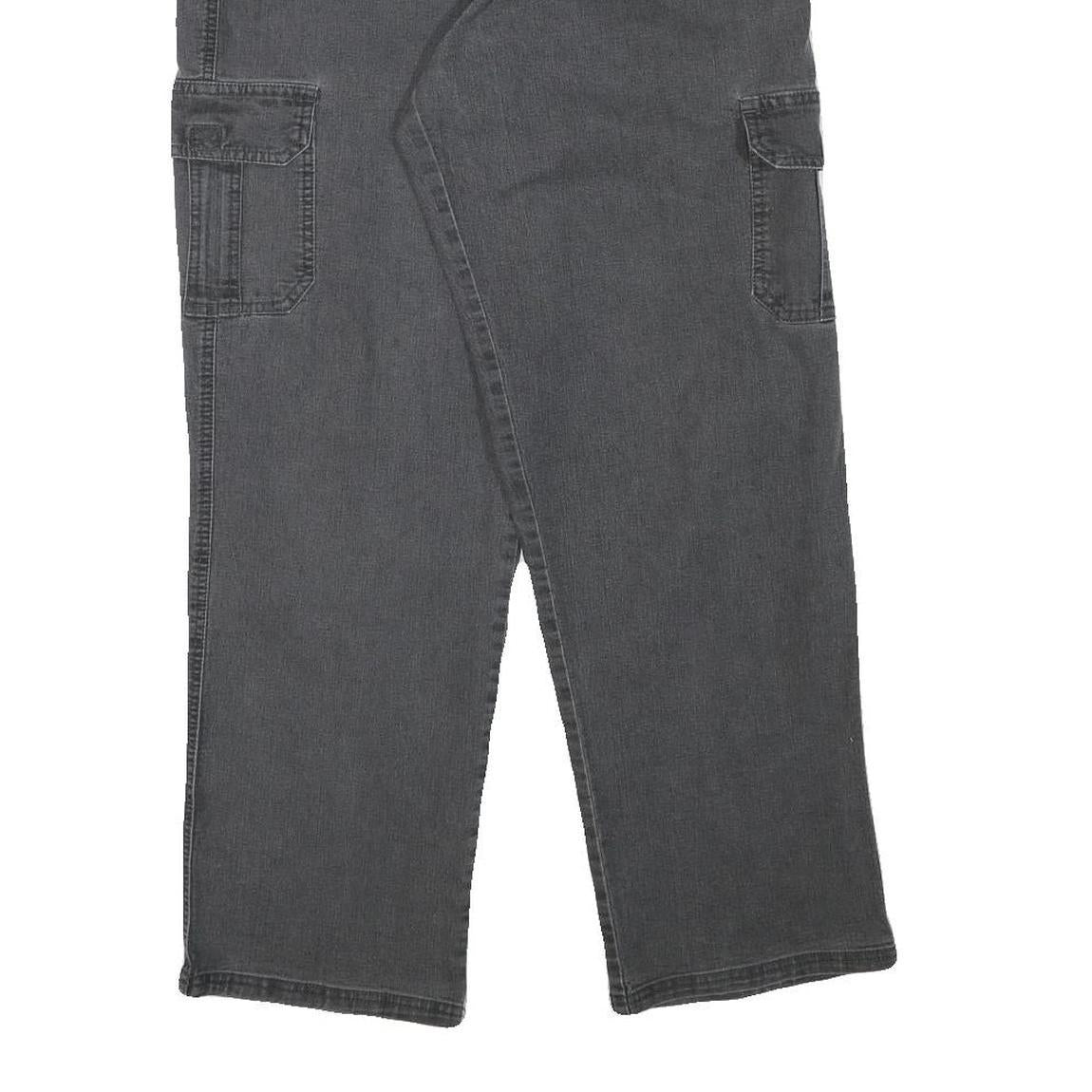 Mens Cotton Blend Relaxed Fit Cargo Trousers Black W30 L28 Casual Cargo Pockets