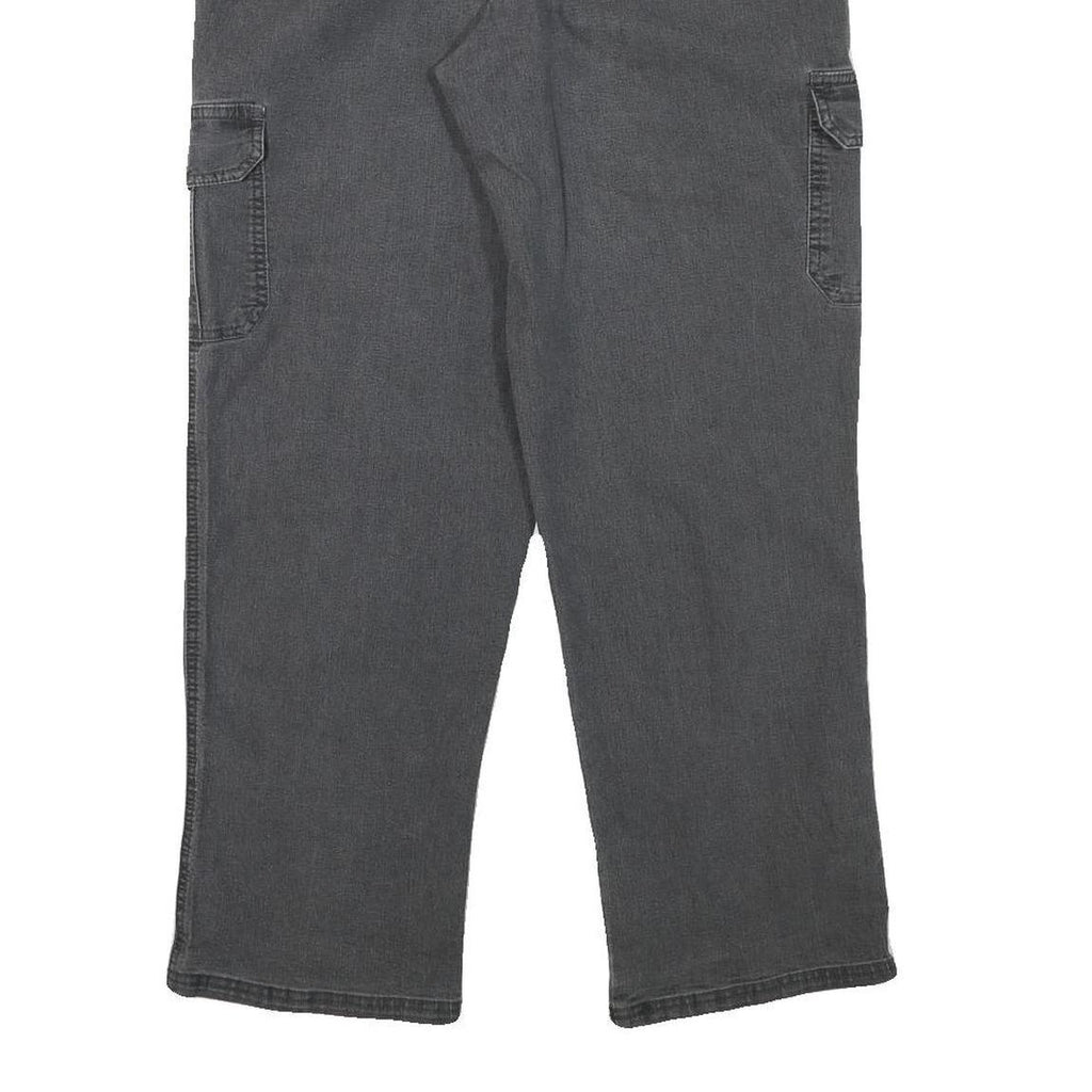 Mens Cotton Blend Relaxed Fit Cargo Trousers Black W30 L28 Casual Cargo Pockets