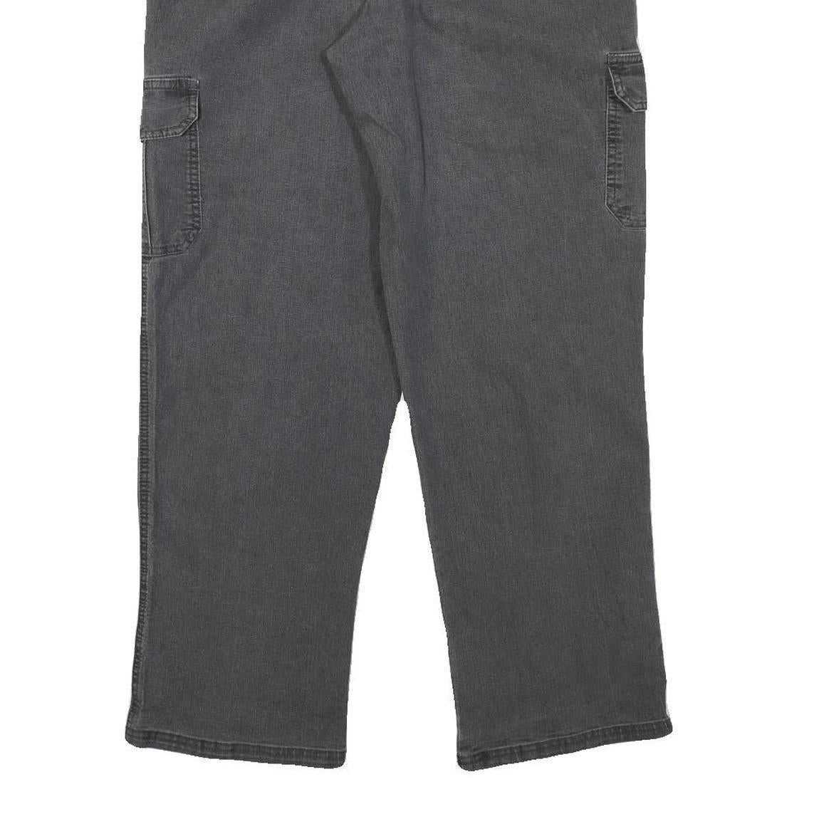 Mens Cotton Blend Relaxed Fit Cargo Trousers Black W30 L28 Casual Cargo Pockets