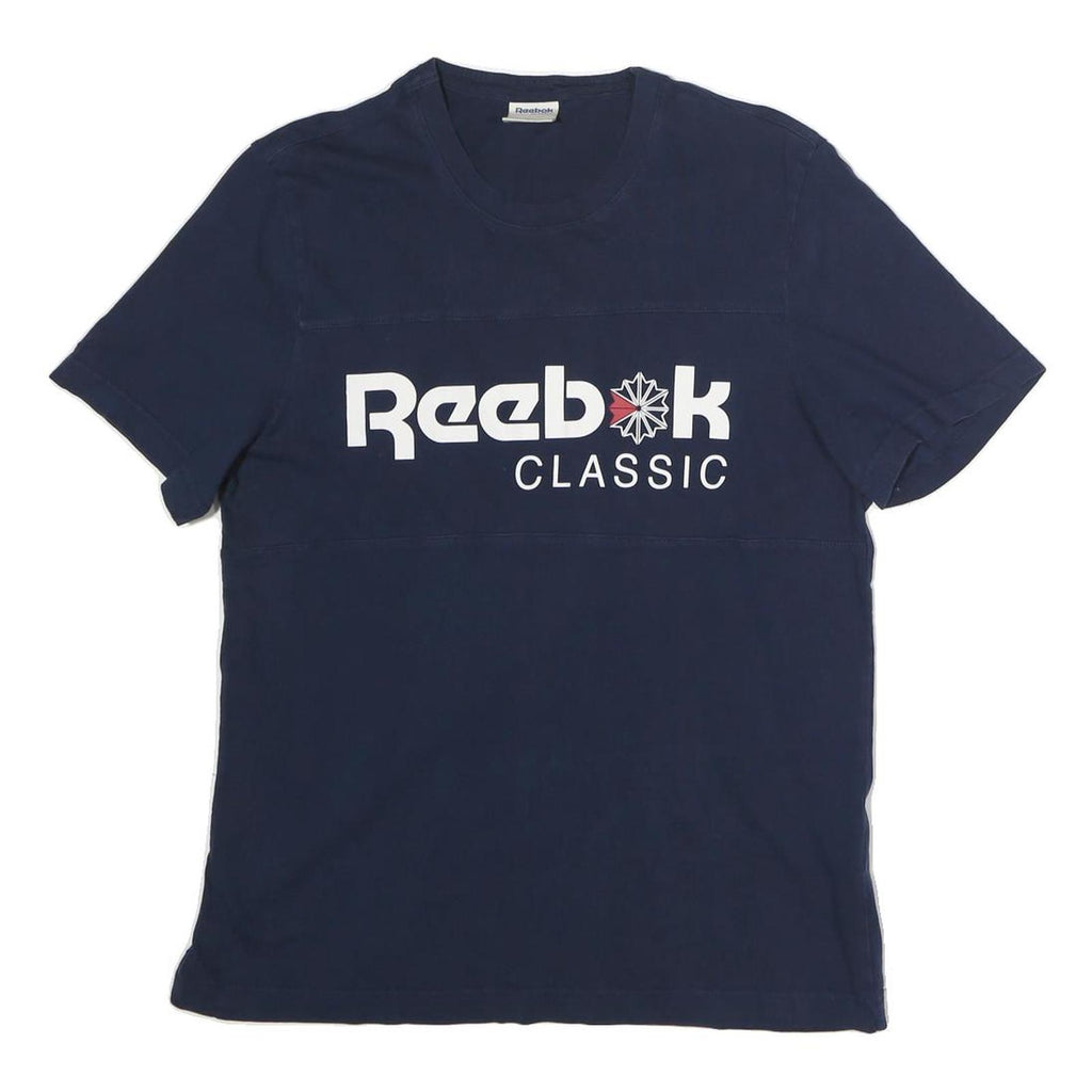 REEBOK Mens Blue Classic T-Shirt M Short Sleeve Crew Neck Printed Logo