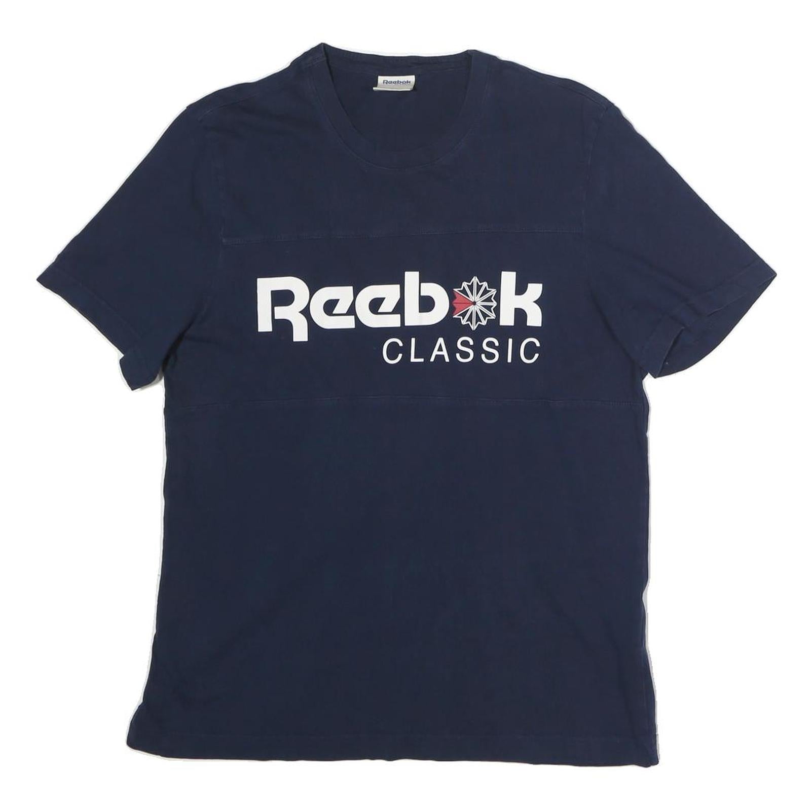 REEBOK Mens Blue Classic T-Shirt M Short Sleeve Crew Neck Printed Logo