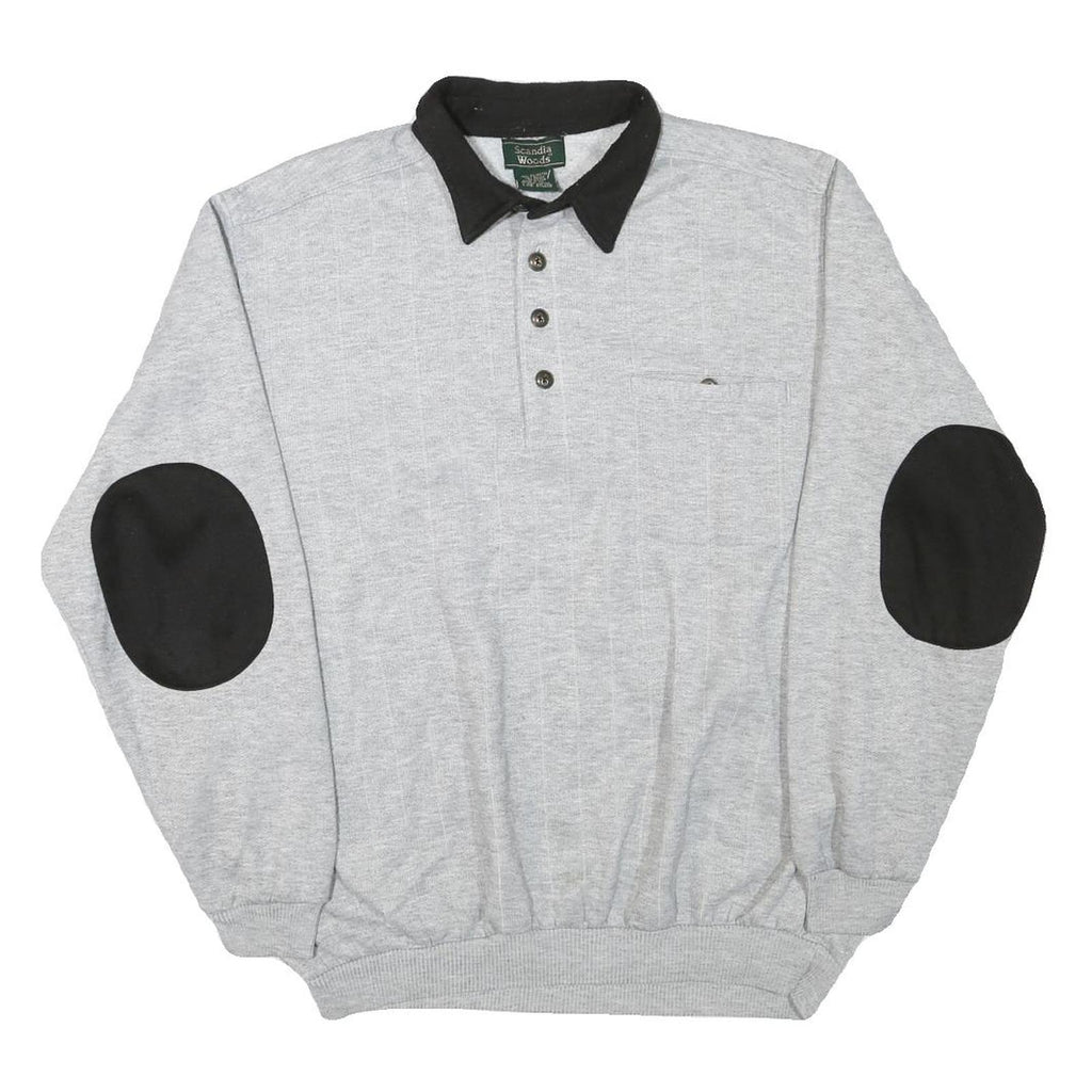 SCANDIA WOODS Mens Grey & Black Collar L Cotton Blend Sweatshirt Pullover