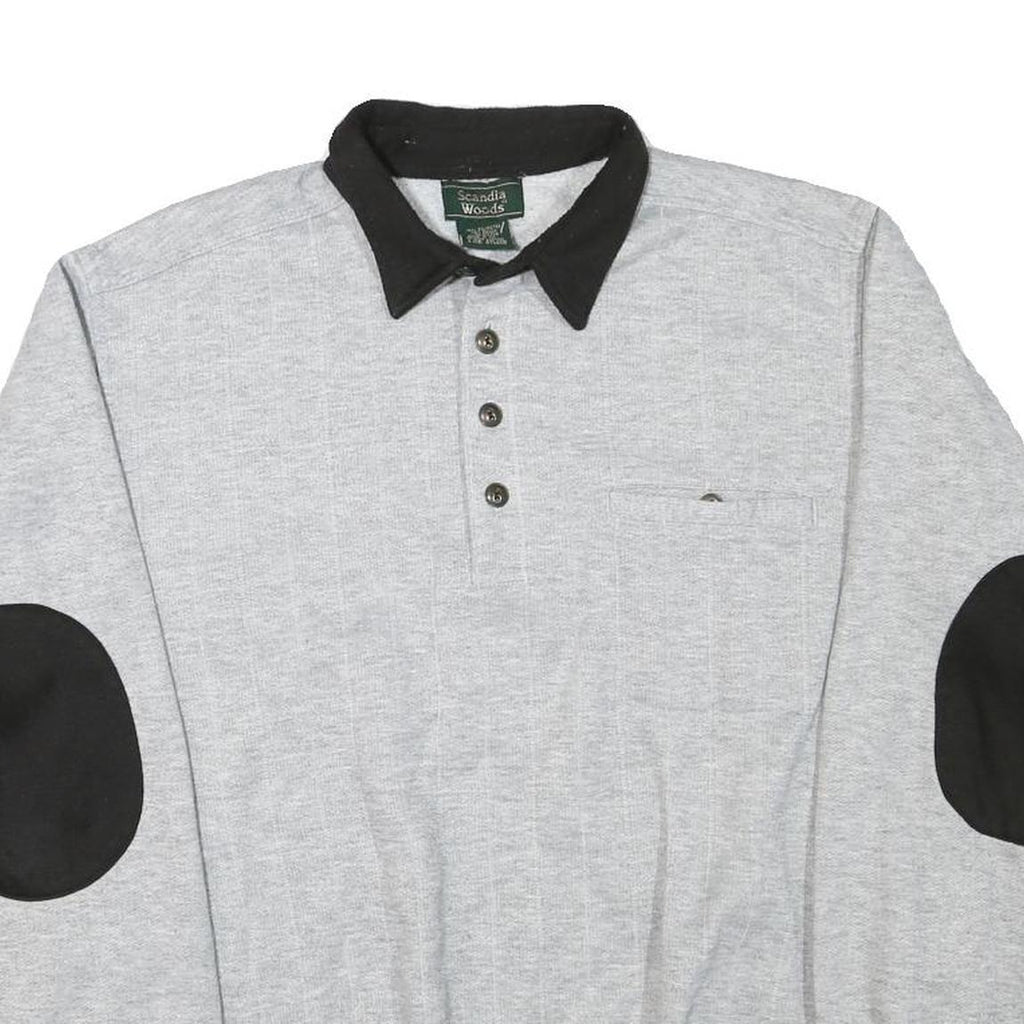 SCANDIA WOODS Mens Grey & Black Collar L Cotton Blend Sweatshirt Pullover
