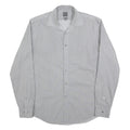 CALVIN KLEIN Mens Grey & White Striped Shirt L Classic Button Up Cotton Blend