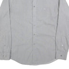 CALVIN KLEIN Mens Grey & White Striped Shirt L Classic Button Up Cotton Blend