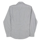CALVIN KLEIN Mens Grey & White Striped Shirt L Classic Button Up Cotton Blend