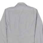 CALVIN KLEIN Mens Grey & White Striped Shirt L Classic Button Up Cotton Blend