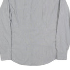 CALVIN KLEIN Mens Grey & White Striped Shirt L Classic Button Up Cotton Blend