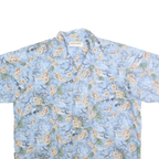 KAMP SHIRT Mens Blue Floral Cotton Hawaiian Shirt L Casual Summer Beachwear