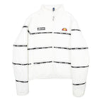 ELLESSE Womens White Jacket UK 6 Polyamide Zip Logo Tape Casual Lightweight