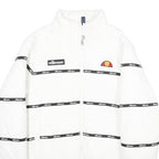 ELLESSE Womens White Jacket UK 6 Polyamide Zip Logo Tape Casual Lightweight