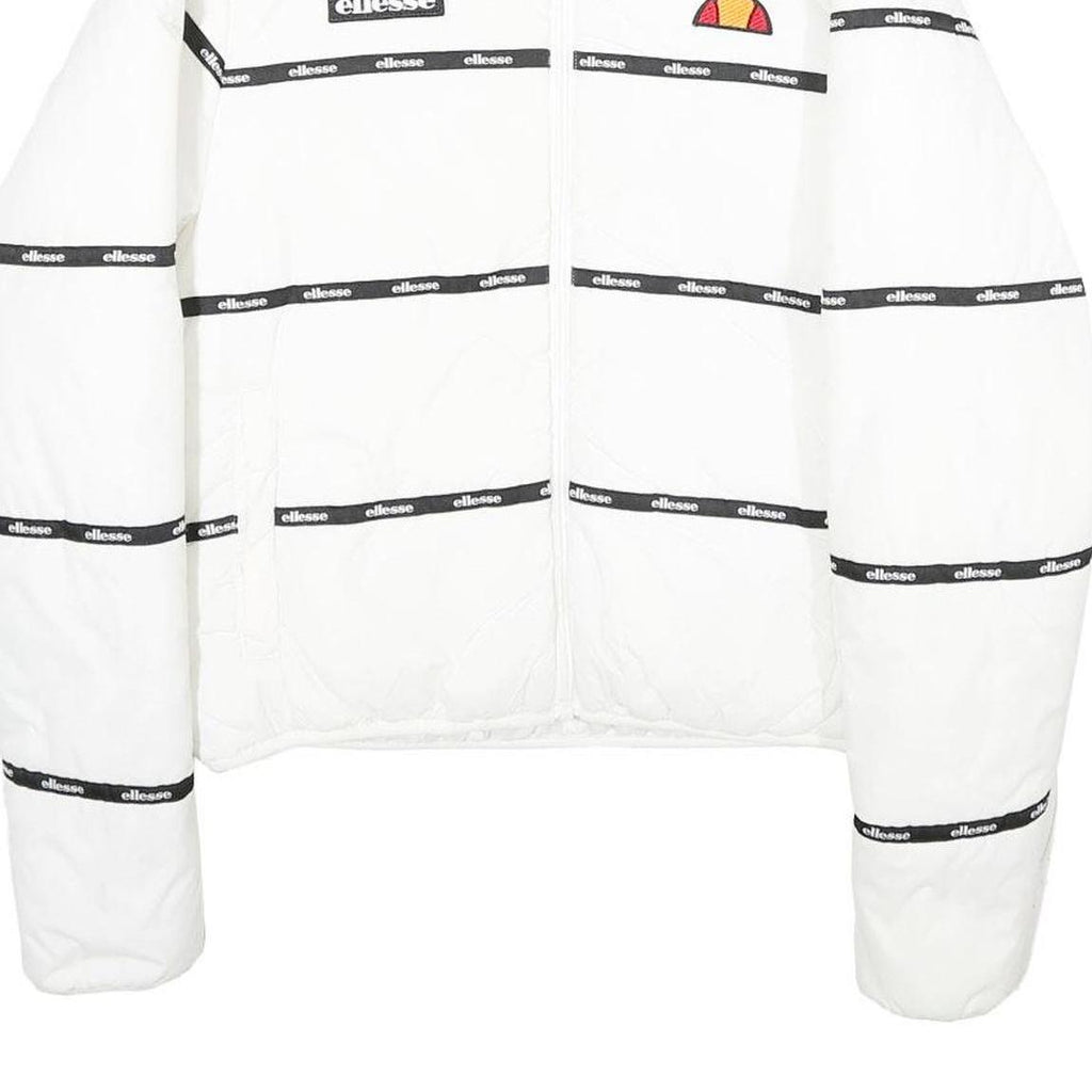 ELLESSE Womens White Jacket UK 6 Polyamide Zip Logo Tape Casual Lightweight