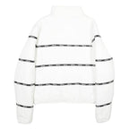 ELLESSE Womens White Jacket UK 6 Polyamide Zip Logo Tape Casual Lightweight