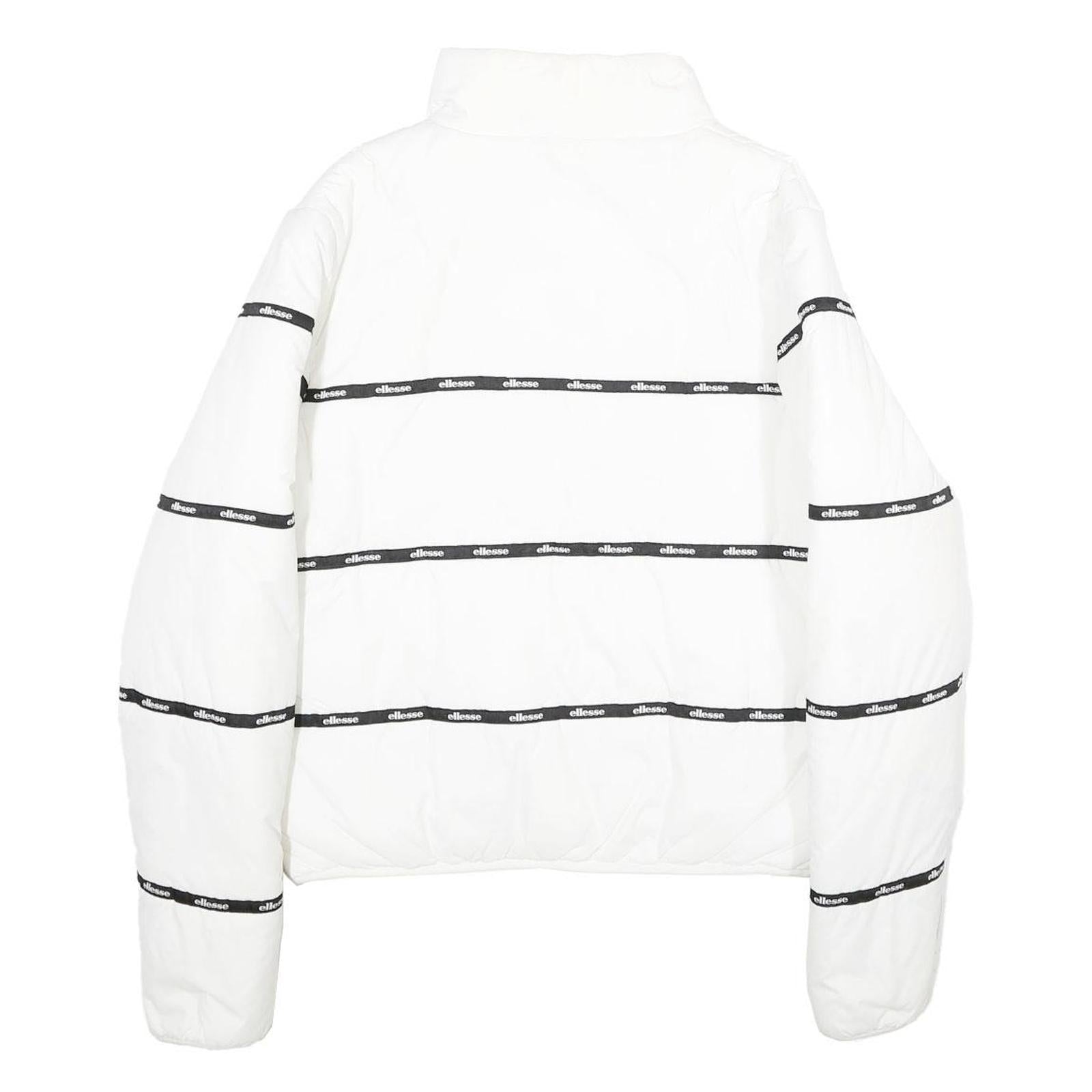 ELLESSE Womens White Jacket UK 6 Polyamide Zip Logo Tape Casual Lightweight