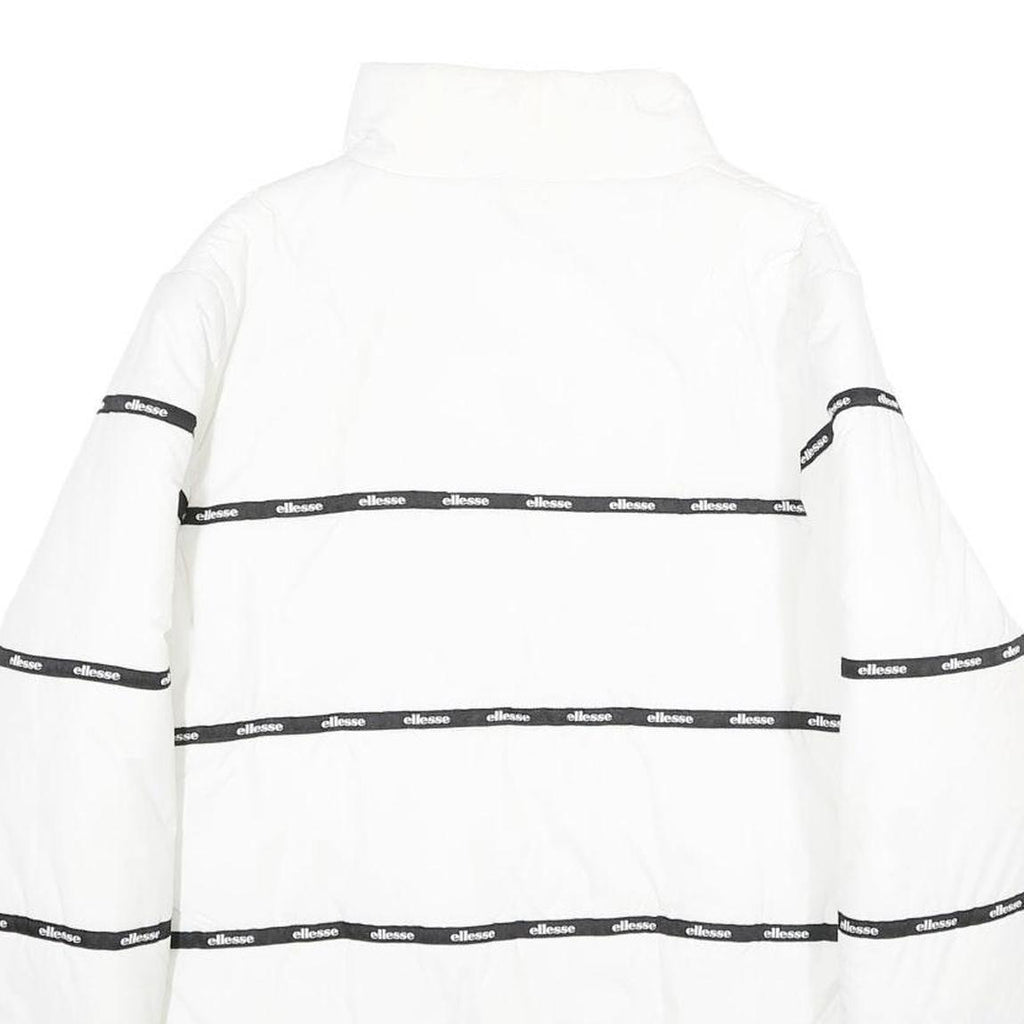 ELLESSE Womens White Jacket UK 6 Polyamide Zip Logo Tape Casual Lightweight