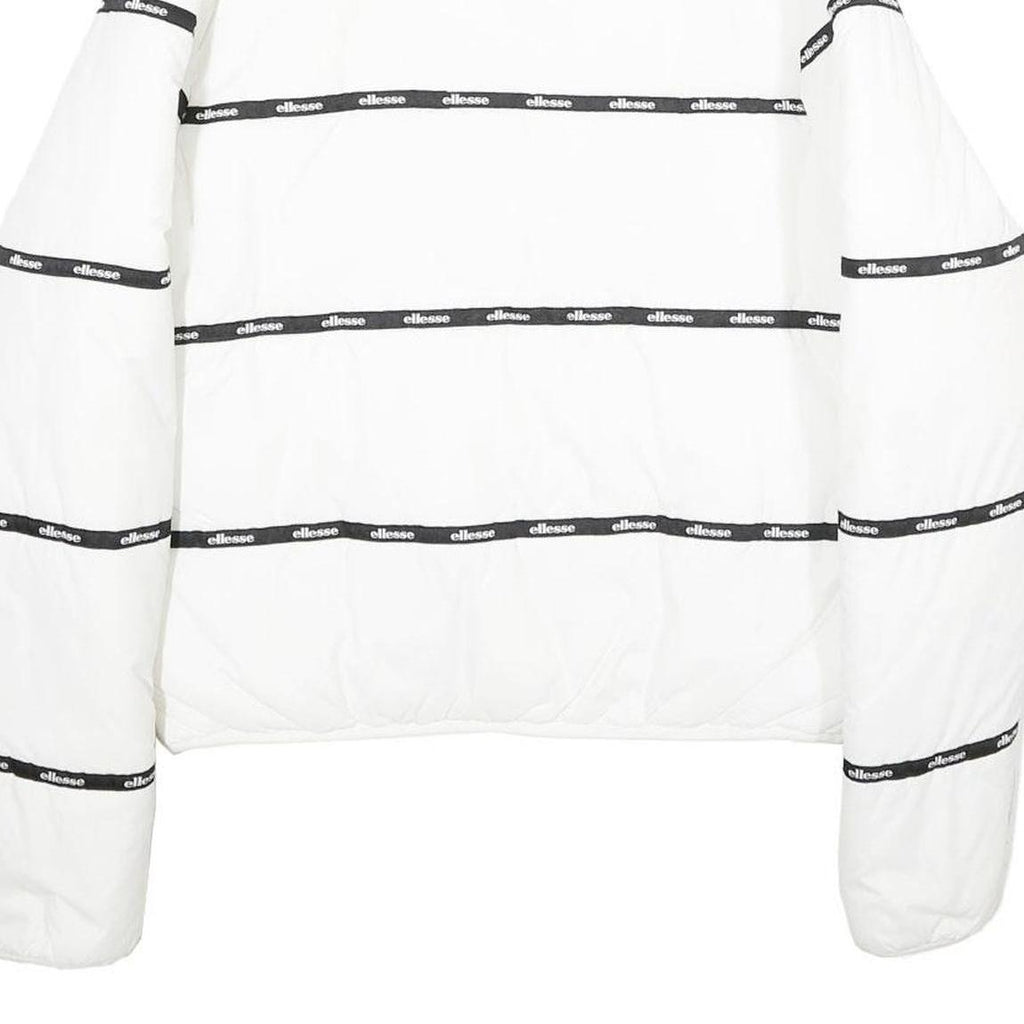 ELLESSE Womens White Jacket UK 6 Polyamide Zip Logo Tape Casual Lightweight