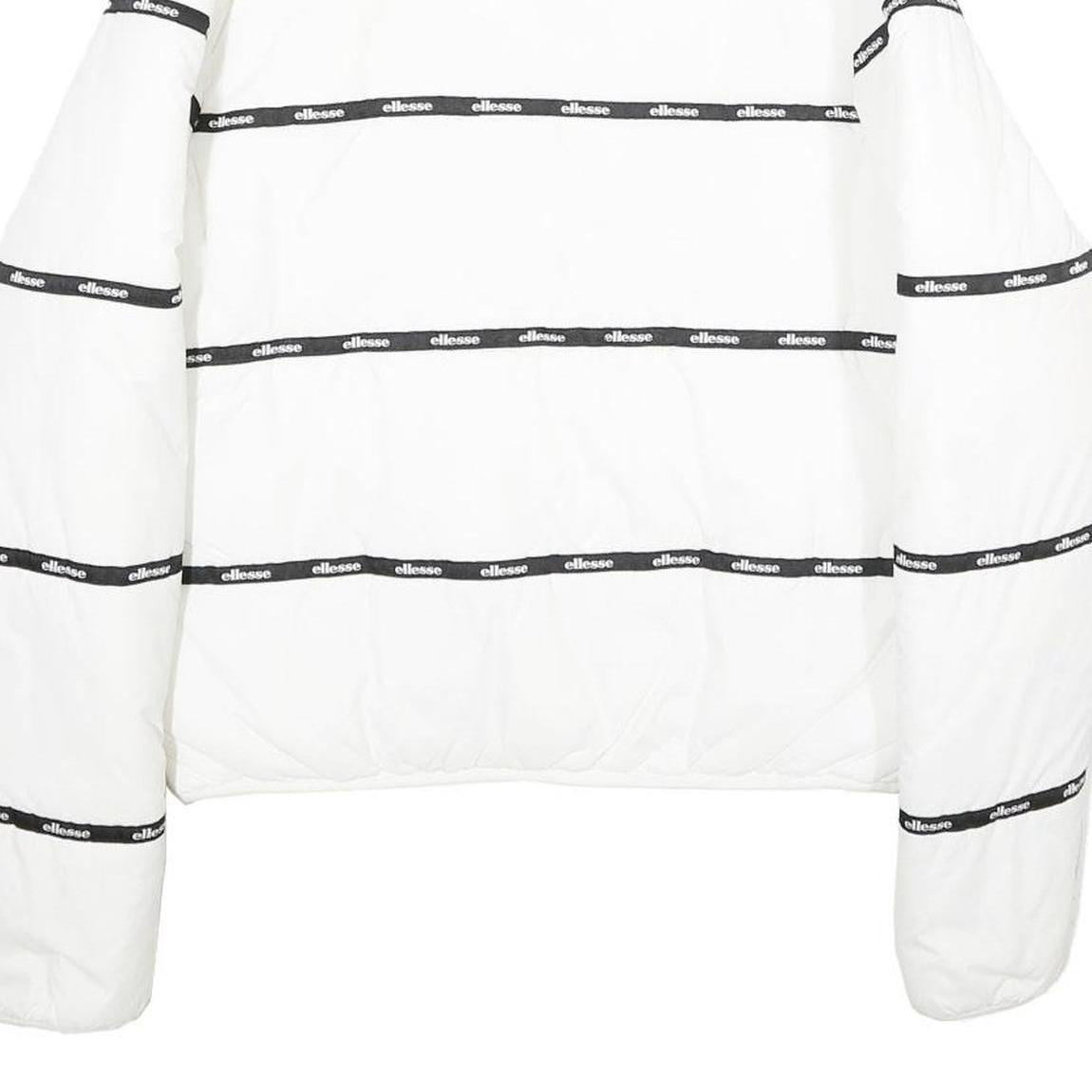 ELLESSE Womens White Jacket UK 6 Polyamide Zip Logo Tape Casual Lightweight