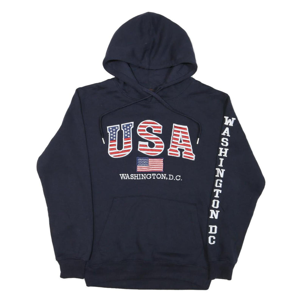 ANWA Mens Navy Blue USA Washington D.C. Pullover Hoodie M Cotton Blend