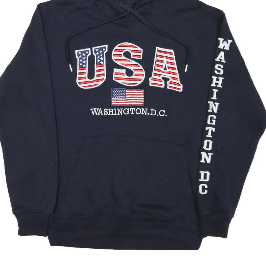 ANWA Mens Navy Blue USA Washington D.C. Pullover Hoodie M Cotton Blend