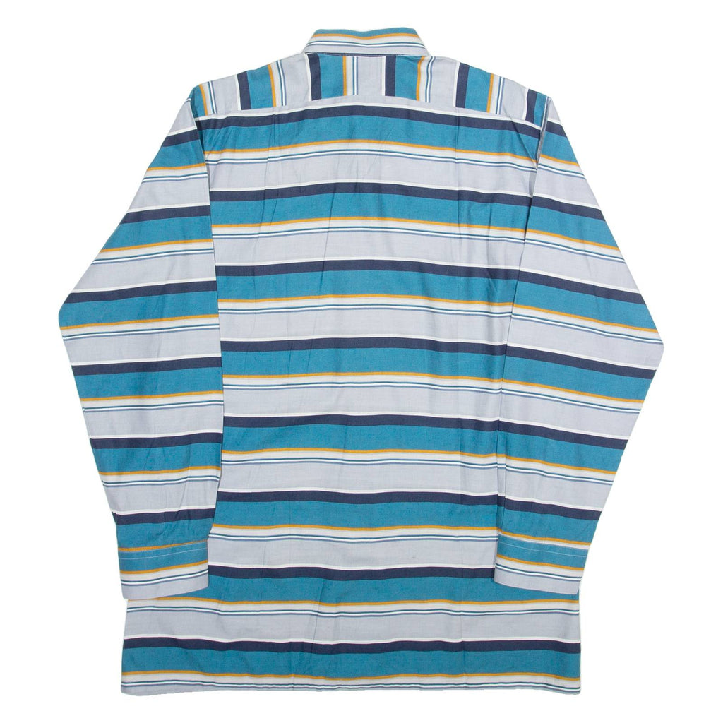 Mens Shirt Blue 90s Striped Long Sleeve L
