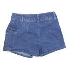 NO BOUNDARIES Womens Blue Denim Wrap Mini Skirt Cotton Blend Size S Casual