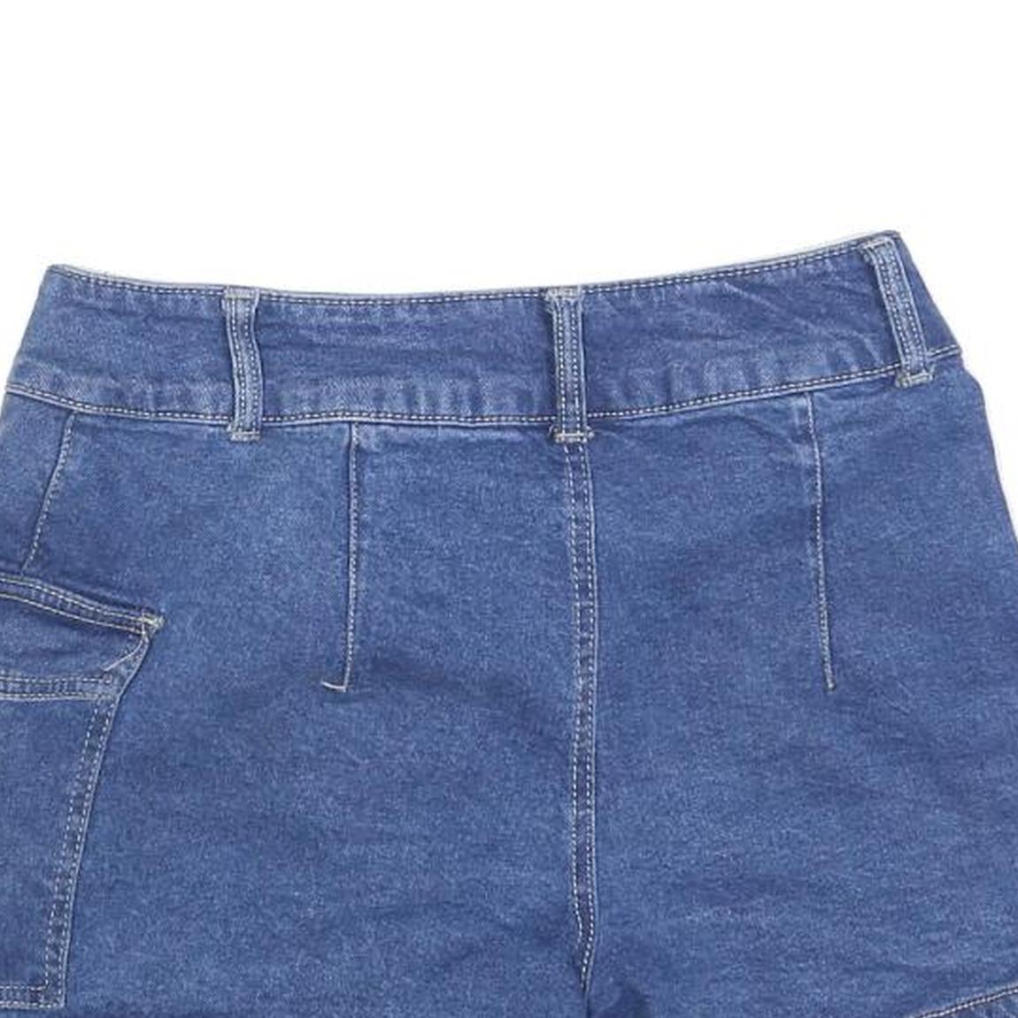 NO BOUNDARIES Womens Blue Denim Wrap Mini Skirt Cotton Blend Size S Casual