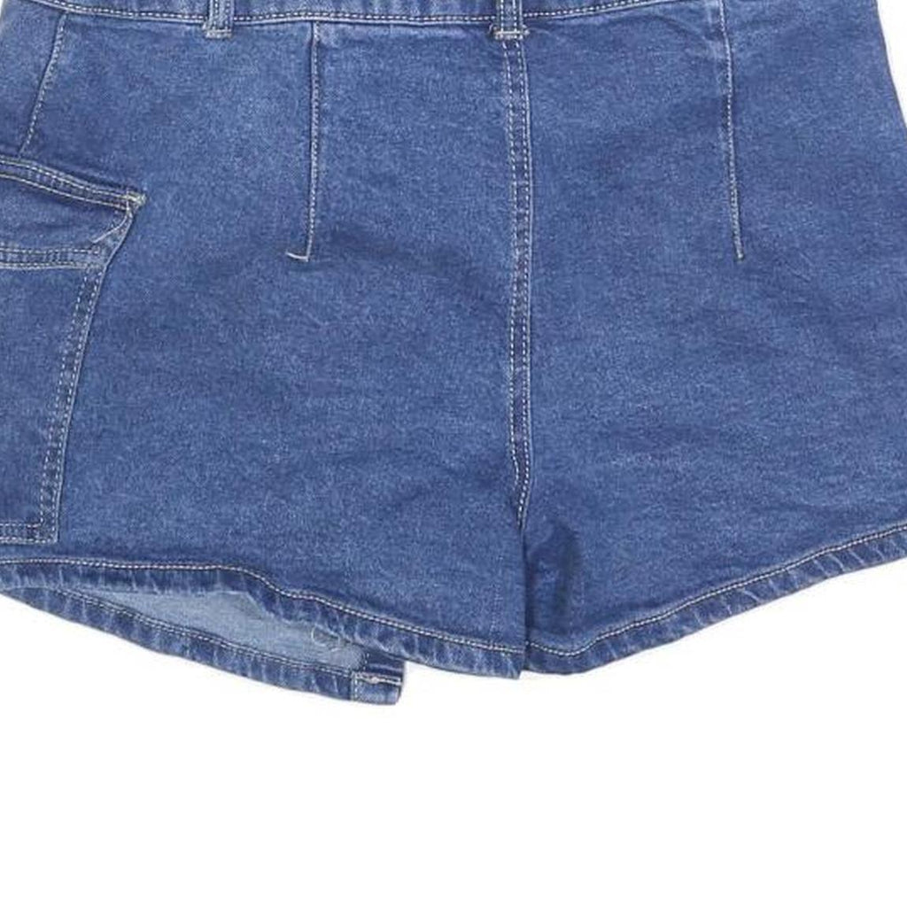 NO BOUNDARIES Womens Blue Denim Wrap Mini Skirt Cotton Blend Size S Casual