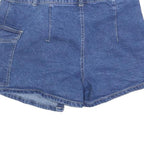 NO BOUNDARIES Womens Blue Denim Wrap Mini Skirt Cotton Blend Size S Casual